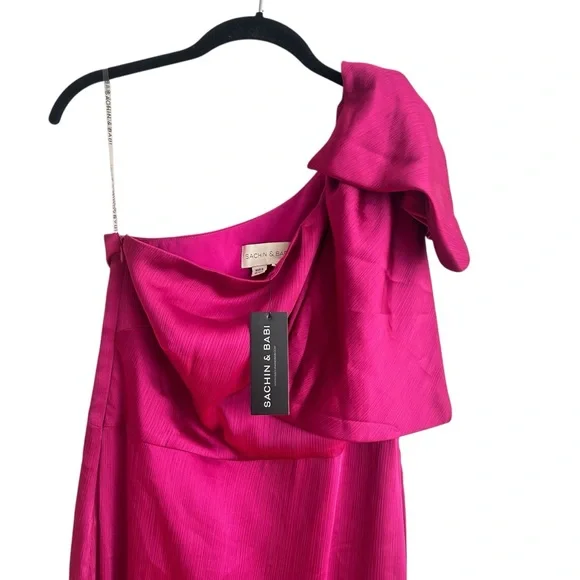 Sachin & Babi Chelsea One-Shoulder Gown – Dragonfruit – Size 8 NEW! - Picture 3 of 12